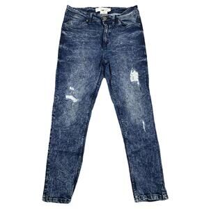 Refinery Republic Mens Straight Jeans Size 32x30 Blue Acid Wash Distressed